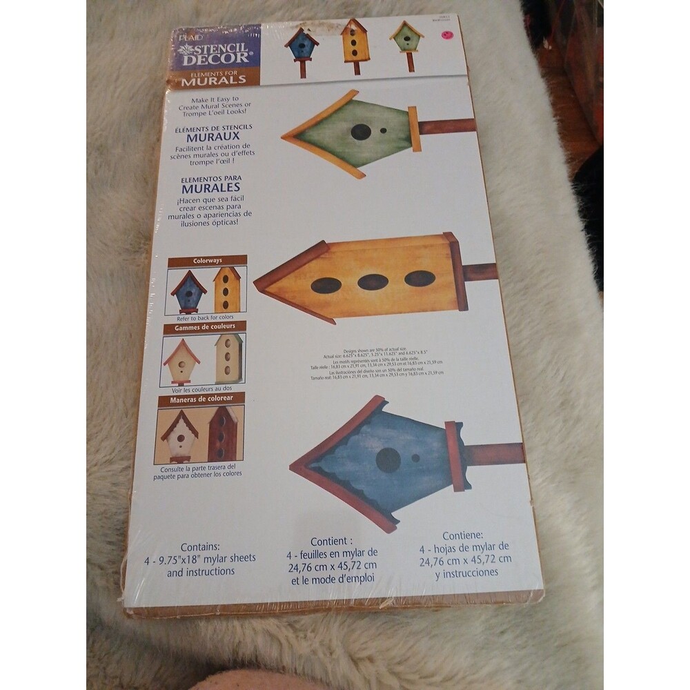 Plaid Stencil Country Core Decor 4 18" PreCut Stencil Sheets BIRDHOUSES  #26853